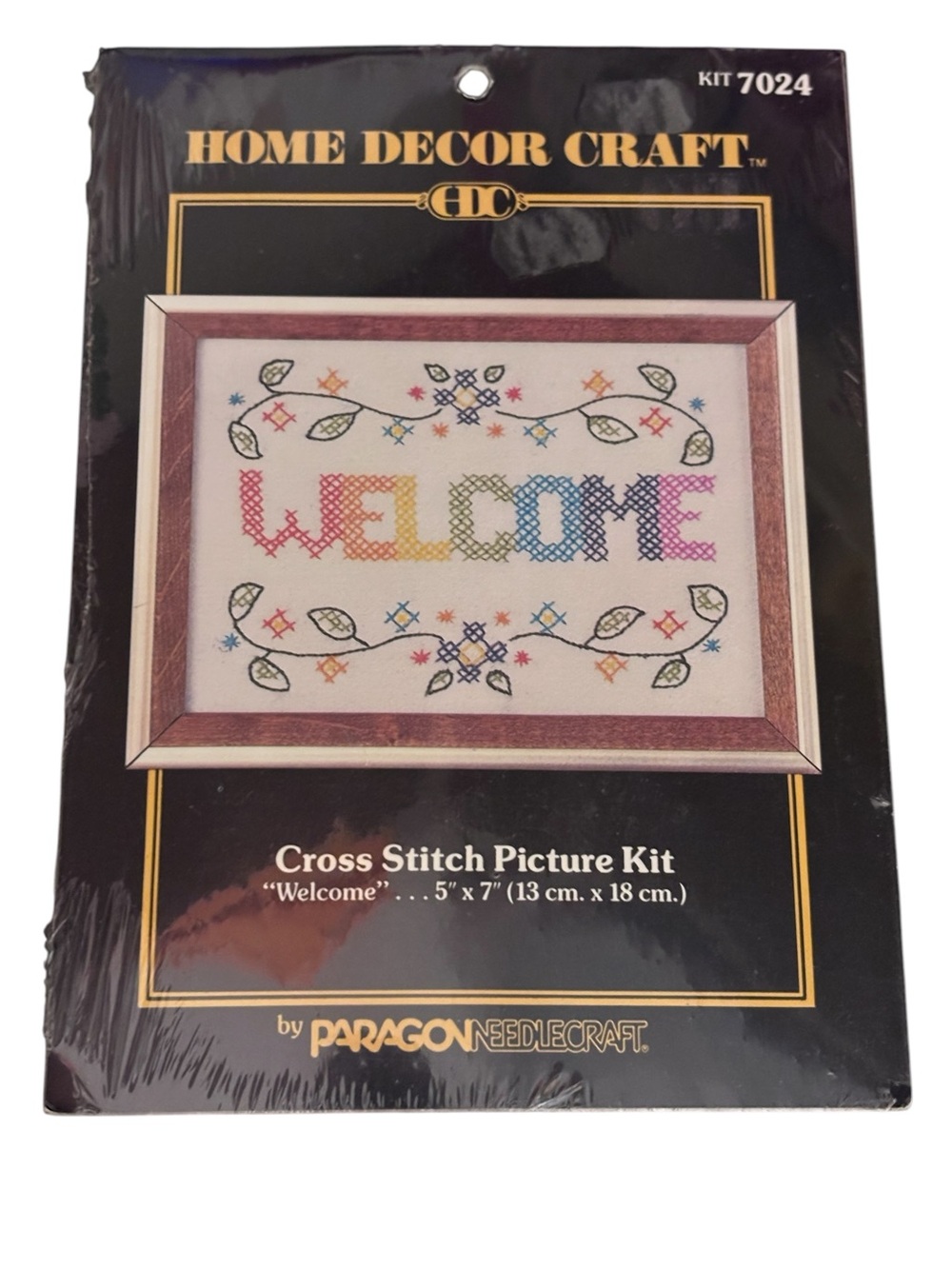 Vintage Paragon Needlecraft Cross Stitch Picture Kit Rainbow Welcome 5x7